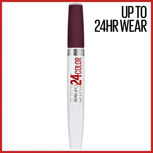 Miniatura 2 de Maybelline Super Stay 24, lápiz labial líquido de maquillaje de 2 pasos, color altamente pigmentado de larga duración con bálsamo hidratante, Merlot