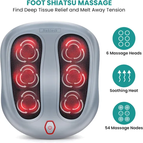 Miniatura 2 de Nekteck - Masajeador de pies, máquina de masaje mediante calor generado por electricidad, para fascitis plantar, función de calor infrarrojo Gris
