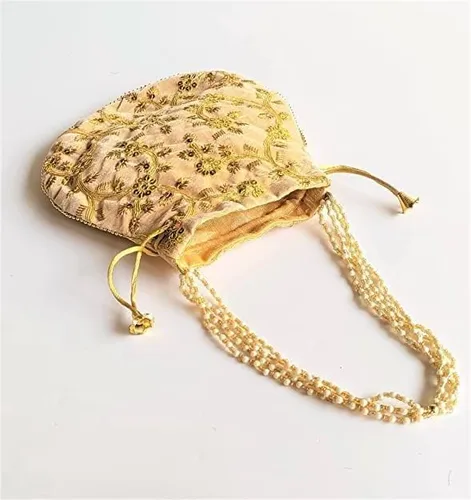 Miniatura 4 de Bolsa de terciopelo bordada para mujer, bolsa con cordón, regalo de boda dorado para mujer