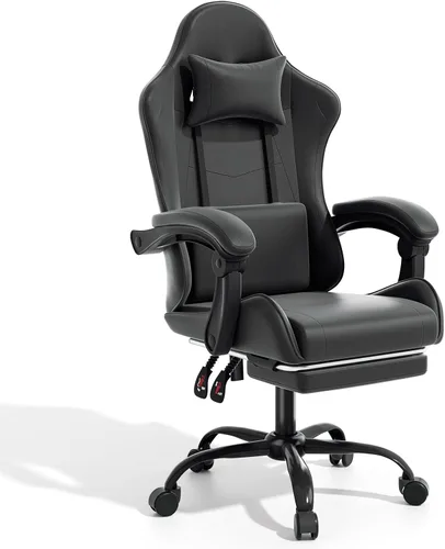 Magshion Silla de juegos, silla ergonómica para computadora con reposabrazos de acoplamiento, silla de videojuegos de altura ajustable con Negro