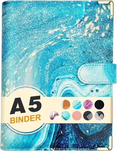 Miniatura 17 de Carpeta A6 recargable de piel sintética con 6 anillas, cubierta para cuaderno pequeño para papel de relleno A6, cubierta de planificador personal