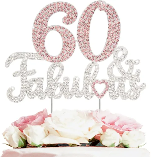 Miniatura 9 de 25 y fabulosa decoración de pastel de diamantes de imitación dorados y rosados – Feliz cumpleaños 25 años saluda a 25 años de edad, decoración