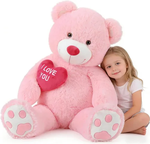 Miniatura 22 de BENINY Osos de peluche grandes en forma de corazón rojo, osos de peluche negros con bordado "Te quiero" para novia, osos de peluche grandes