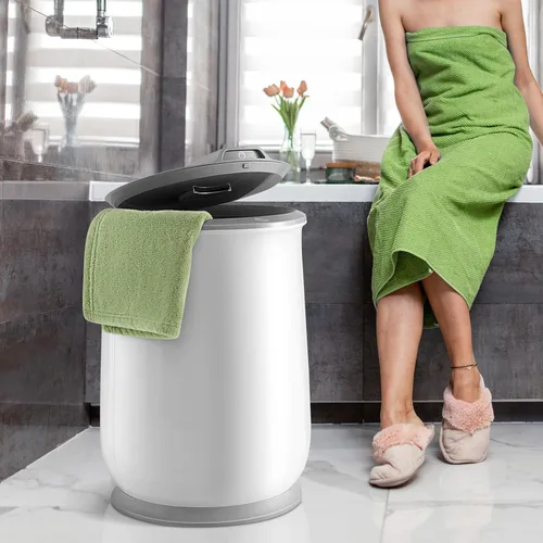 Miniatura 8 de Tangkula Calentador de toallas, calentador de toallas de 21 litros con tapa abatible, apagado automático de 1 hora, se adapta a hasta 2 toallas