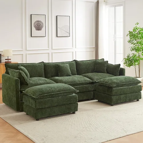 Miniatura 15 de Sofá modular seccional, juego de sofá en forma de L de 77 pulgadas con reposabrazos, cómodos sofás de nube de 2 plazas para sala de estar
