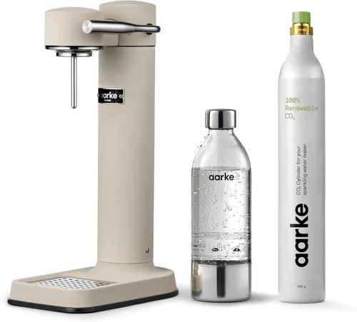 Aarke Carbonator lll con cilindro de CO2, máquina de agua con gas y carbonatación, acero inoxidable con botella reutilizable PET sin BPA, volumen