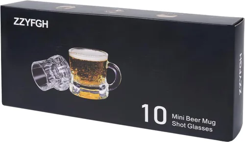Miniatura 7 de ZZYFGH Paquete de 10 Mini Vasos de Chupito de Cerveza, Mini Vaso de Cerveza de Vidrio con Asa de 1.0 Onza, Vasos de Chupito para Tequila, Vodka