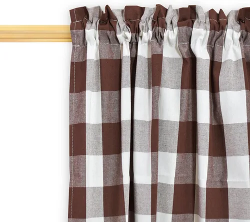 Miniatura 24 de Cenefas de cortina para ventana de 16 pulgadas de largo, 2 paneles de cuadros búfalo, cortinas pequeñas con bolsillo para barra, estilo clásico