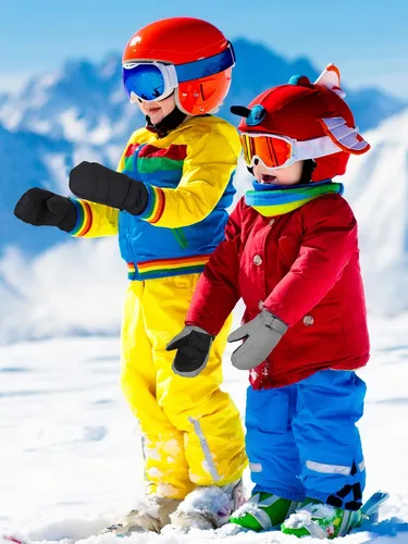 Miniatura 5 de SATINIOR 2 pares de guantes de nieve para niños, impermeables, guantes de esquí de invierno cálidos y gruesos para niñas y niños