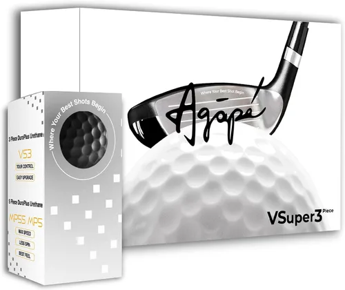 Miniatura 12 de agape MP5S MP5 VS3 - Pelotas de golf DuraPlus Uretano blanco y negro, 5 piezas y 3 piezas de doble núcleo