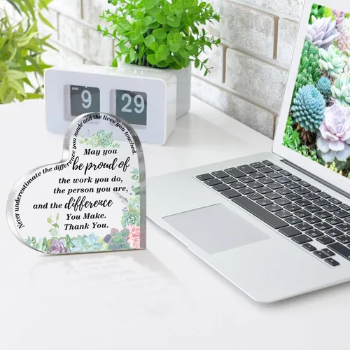Miniatura 5 de Yinder Regalos de Agradecimiento para Mujeres Regalos de Apreciación de Navidad para Compañero de Trabajo Empleado Enfermera Maestro Placa Acrílica