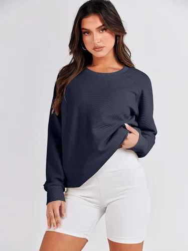 Miniatura 8 de ANRABESS - Sudadera de gran tamaño para mujer, cuello redondo, manga larga, tipo túnica, con cremallera lateral, sudadera con capucha, suéter
