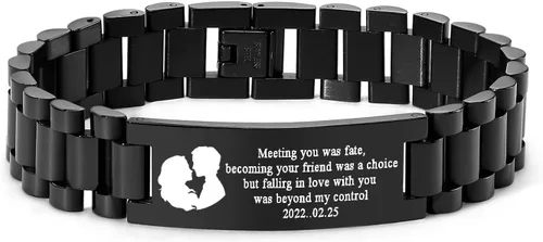Miniatura 17 de VNOX Correa de reloj masculina de acero inoxidable, pulsera de eslabones personalizada, regalo de joyería para hombres, papá, padre, marido, novio