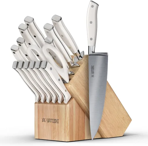 Miniatura 15 de Yatoshi Knives Juego de Bloques de Cuchillos de Cocina Magnéticos - Cuchillos Japoneses de Acero VG-10 de Alto Grado de 67 Capas, Afilados, Mango