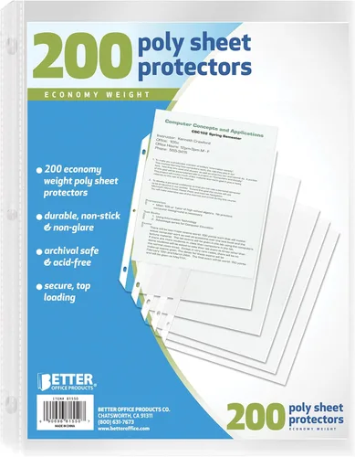 Better Office Products Protectores de hojas, 200 piezas