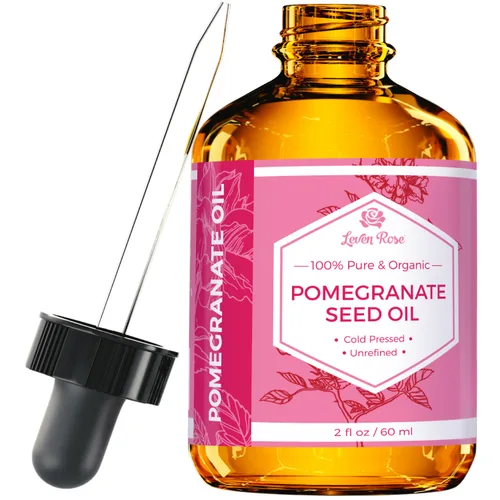 Leven Rose Aceite de semilla de granada, 100% puro, sin refinar, prensado en frío, antioxidante hidratante para cabello, piel y uñas, 2 onzas
