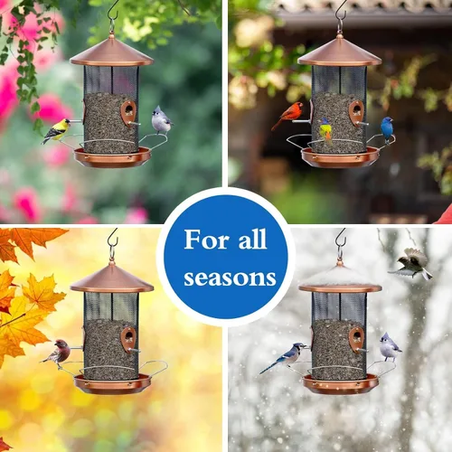 Miniatura 5 de Comederos grandes para pájaros para exterior: metal de 12.6 pulgadas para colgar al aire libre con cobre para decoración exterior de jardín Patio