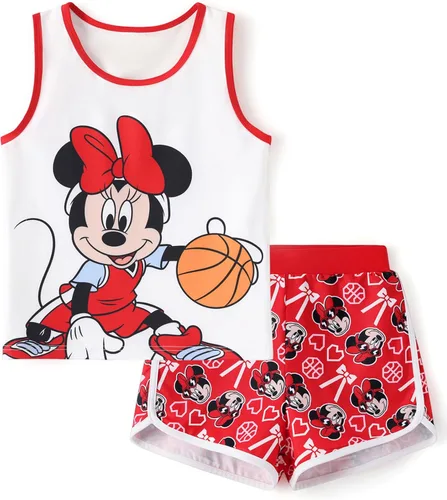 Miniatura 19 de Disney Stitch, Frozen, Minnie Mouse, Princesa, Winnie Tank Top+Shorts Dolphin para niñas, conjunto deportivo de entrenamiento de verano