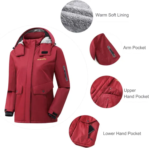 Miniatura 4 de Chaqueta de esquí de montaña para mujer, impermeable, forro polar, snowboard, invierno
