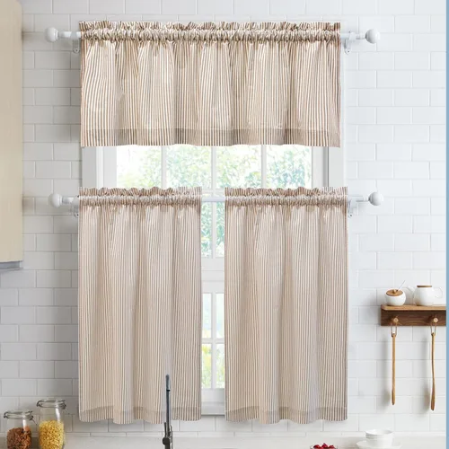 Miniatura 21 de Cortinas de nivel de algodón July Joy de 24 pulgadas de largo, cortinas de cocina de estilo rústico, bolsillo para barra para ventana pequeña