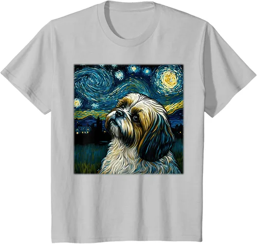 Miniatura 63 de Camiseta Surrealism Starry Night Shih Tzu Dog
