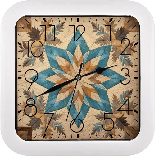 Miniatura 23 de 10" Square Modern Wall Clock,African Mud Cloth Tribal Print Kitchen Clocks Wall Battery Operated,Silent Non Ticking Unique Funny Cute Wall Clock for