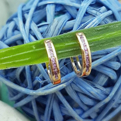 Miniatura 5 de Dazzlingrock Collection - Pendientes de aro pequeños de 14 quilates, oro rosa