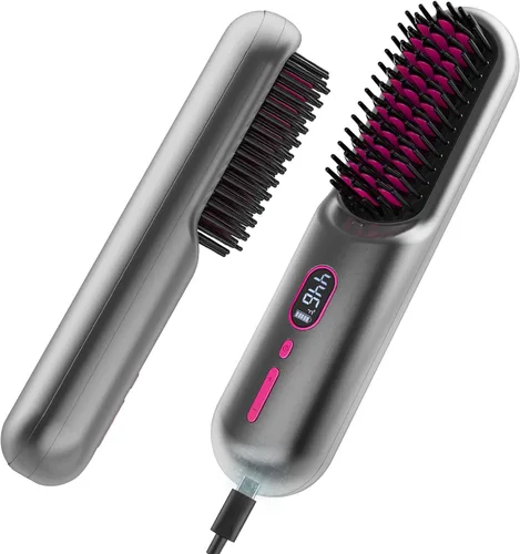 Miniatura 2 de MINI 2 en 1 peine recto inalámbrico para el cabello, 10000 mAh USB recargable peine caliente (negro)