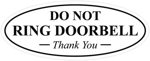 Miniatura 27 de All Quality Cartel de agradecimiento ovalado con texto en inglés «Do not Ring DOORBELL», color negro, pequeño, 1 paquete