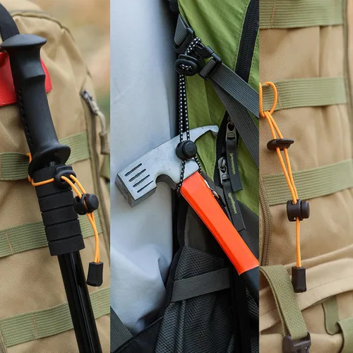 Miniatura 3 de Soporte para mochila para bastón de caminar, cordón ajustable para muñeca, hebilla de fijación de cuerda elástica, soporte para mochila