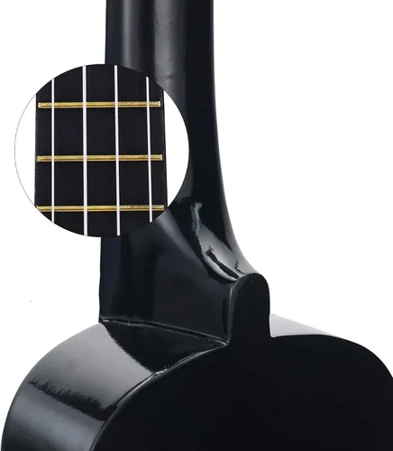 Miniatura 4 de Ukelele soprano de moda para principiantes de 21 pulgadas. Ukelele hawaiano para niños, adultos y estudiantes con bolsa de concierto (negro)