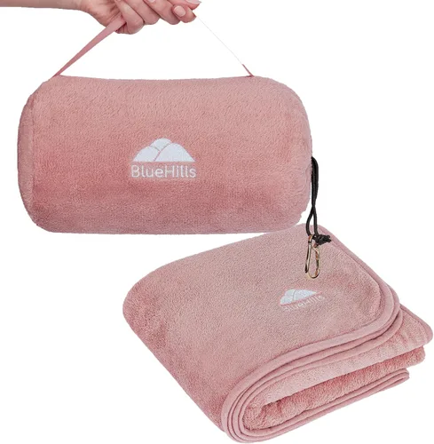 Miniatura 25 de BlueHills - Manta y almohada premium suave y alta para viajes en avión, esenciales para vuelos largos, manta larga para llevar en la bolsa con clip