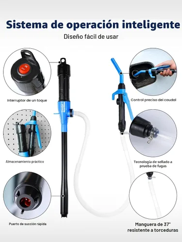 Miniatura 3 de SMART JERRY - Bomba de transferencia de combustible a batería Bomba de sifón eléctrica portátil para gas, combustible, diésel, agua, transmisión