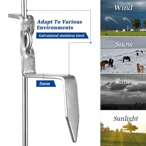Miniatura 4 de Fence Shock - Poste de acero inoxidable para jardín y granja, sistema de 41 pulgadas, para cercas eléctricas, paquete de 30 unidades, color blanco