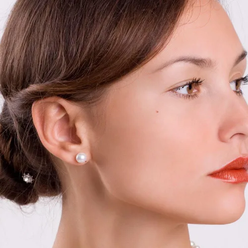 Miniatura 5 de MABELLA Pendientes de botón de plata de ley 925 AAA auténticos cultivados de agua dulce con perlas blancas y perlas para regalar a las mujeres