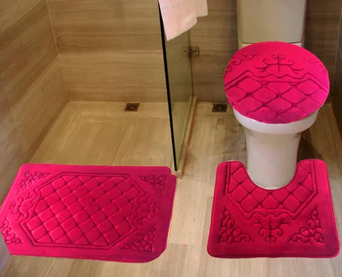 Miniatura 10 de All American Collection - Juego de 3 tapetes de baño de espuma viscoelástica con diseño de corona de felpa suave antideslizante para ducha, baño
