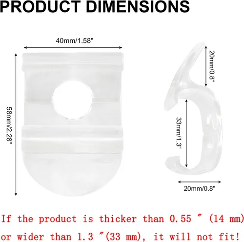 Miniatura 2 de 2 manijas sin cordones transparentes para persianas, riel inferior de plástico transparente, persianas enrollables, abrazadera de elevación
