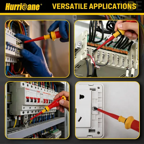 Miniatura 8 de HURRICANE Juego de destornilladores aislados de 15 piezas, herramientas de electricista con certificación VDE de 1000 V con cuchillas S2 codificadas