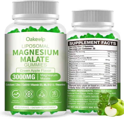 Miniatura 8 de Gomas de Treonato de Magnesio Liposomal de Alta Potencia 3000mg, Mejora Liposomal con 98% de Absorción, Suplementos de Treonato de Magnesio L