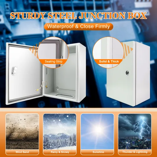 Miniatura 3 de Caja Eléctrica Exterior 12 x 12 x 8'' Gabinete NEMA 4X Caja de Acero Impermeable Caja de Conexiones Eléctrica Bloqueable Gabinete Eléctrico Exterior