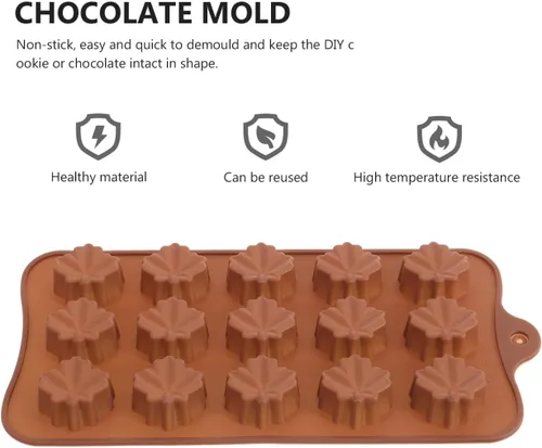 Miniatura 3 de YARNOW Juego de moldes de silicona para hornear de hojas de arce, 2 piezas de moldes flexibles de chocolate para fondant de chocolate para hornear
