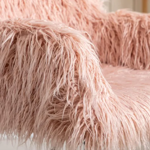 Miniatura 5 de Silla de escritorio de piel sintética con ruedas, moderna silla de tocador de maquillaje peluda para niñas y mujeres, sillas de escritorio tapizadas