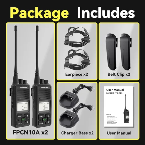 Miniatura 8 de SAMCOM FPCN10A - Radio bidireccional de 3000 mAh, alta capacidad, larga duración, Walkie Talkies, resistente, con auricular de llamada grupal, base