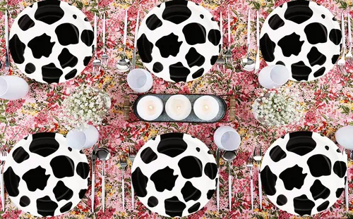 Miniatura 7 de 40 unidades de suministros de fiesta con estampado de vaca, platos de papel de vaca de 7 pulgadas, platos de fiesta para animales de granja