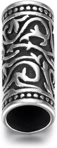 Miniatura 6 de 5 cuentas de tubo de columna de acero inoxidable, cuentas espaciadoras de agujeros grandes para cuerda de cuero redonda, suministros de fabricación