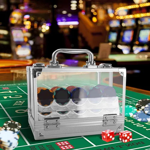 Miniatura 7 de GSE Poker Chip Case, 600pcs/1,000pcs Acrylic Poker Chip Case Casino Acrylic Poker Chips Carrier con bandejas de fichas de póquer Estuche