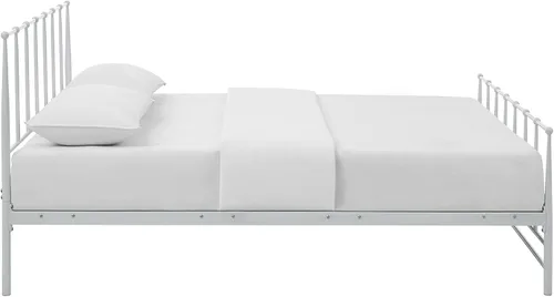 Miniatura 4 de Modway Cama de plataforma King de metal de acero con soporte de listones de metal en blanco
