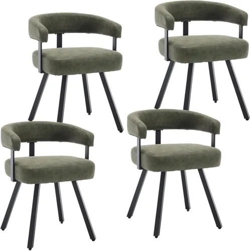 Miniatura 16 de DUOMAY Juego de 2 sillas de comedor de piel sintética, sillas de cocina curvadas con respaldo abierto con patas de metal, modernas sillas laterales