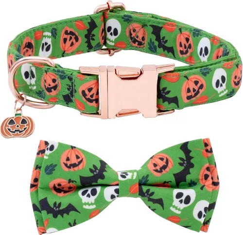 Miniatura 7 de Collar de moño para perro Faygarsle de Halloween de otoño para perros pequeños, medianos y grandes, collares de moda y lindos para perros machos