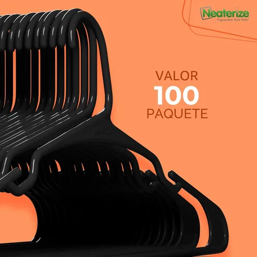 Miniatura 7 de NEATERIZE Perchas de plástico para ropa, paquete de 100 unidades para adultos, perchas de plástico, el colgador perfecto para abrigos y perchas